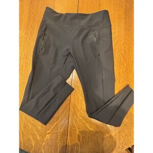 Athleta Black Jogger Trekkie Pants Women Size MP Zipper Pockets Elastic Waist